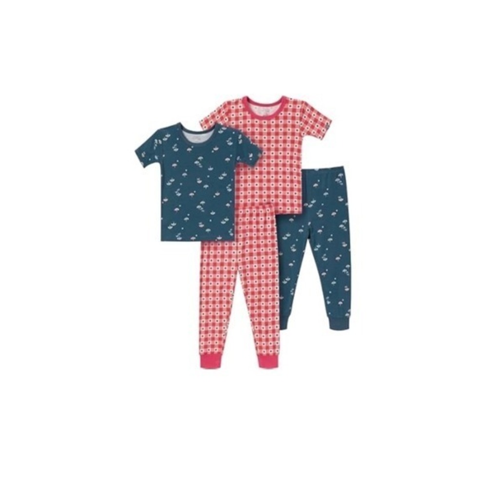 *NEW* Boys 4T Modern Moments Gerber 4-Pc Snug Fit Pajama Set 4T Navy Red Gingham